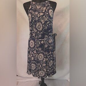 Navy and Cream Floral Maxi Dress